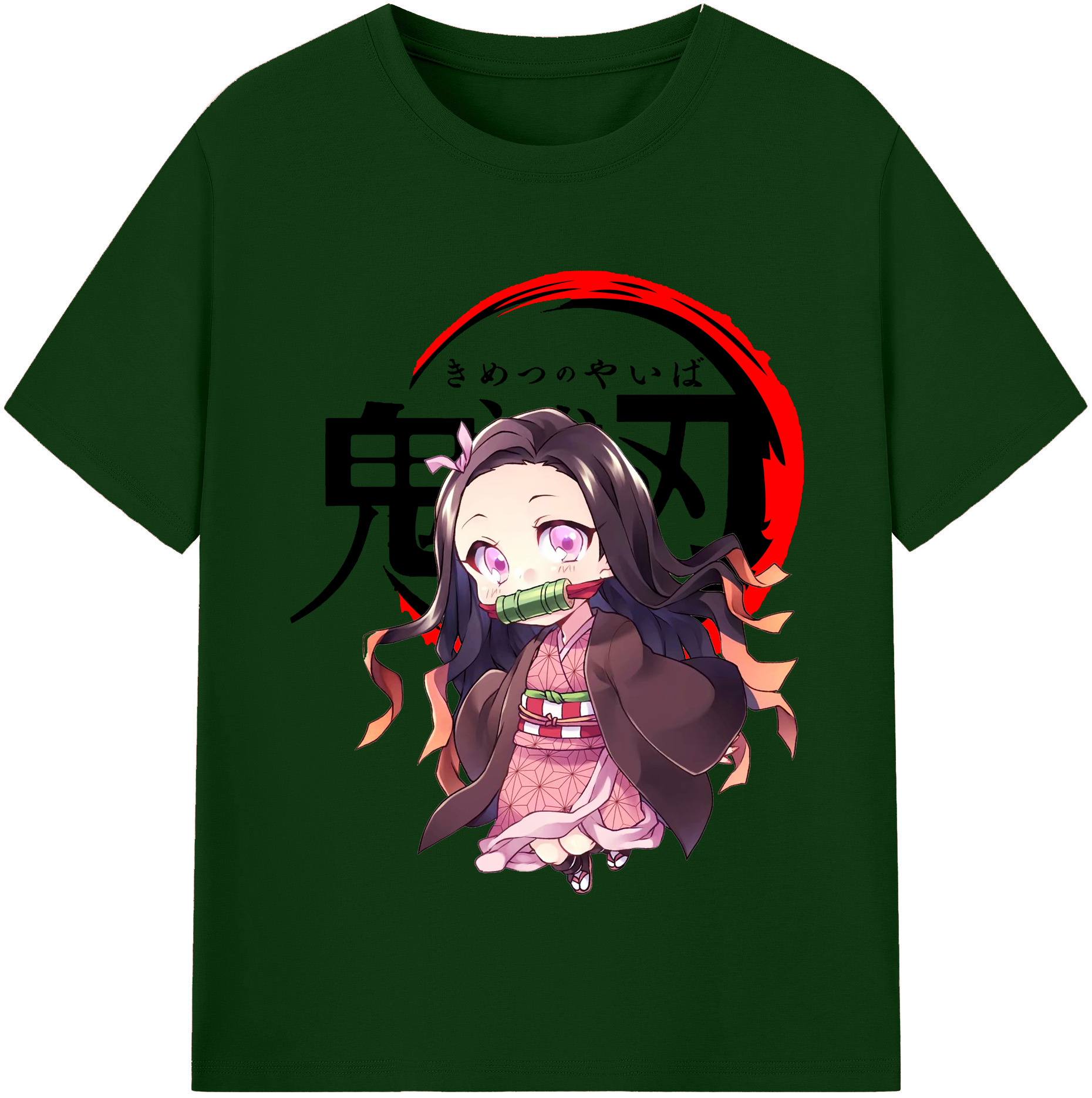 （画像用） 鬼滅の刃（きめつのやいば）竈門 禰󠄀豆子／かまど ねずこ Kamado Nezuko 綿100％半袖Tシャツ（フロントプリント）